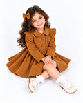 Havana girl's coat with matching hair bow