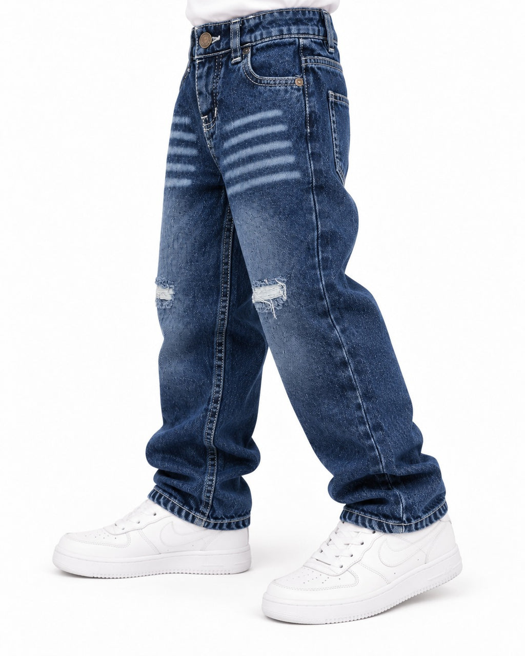 Boys Dark Cut-Out Wide-Leg Jeans