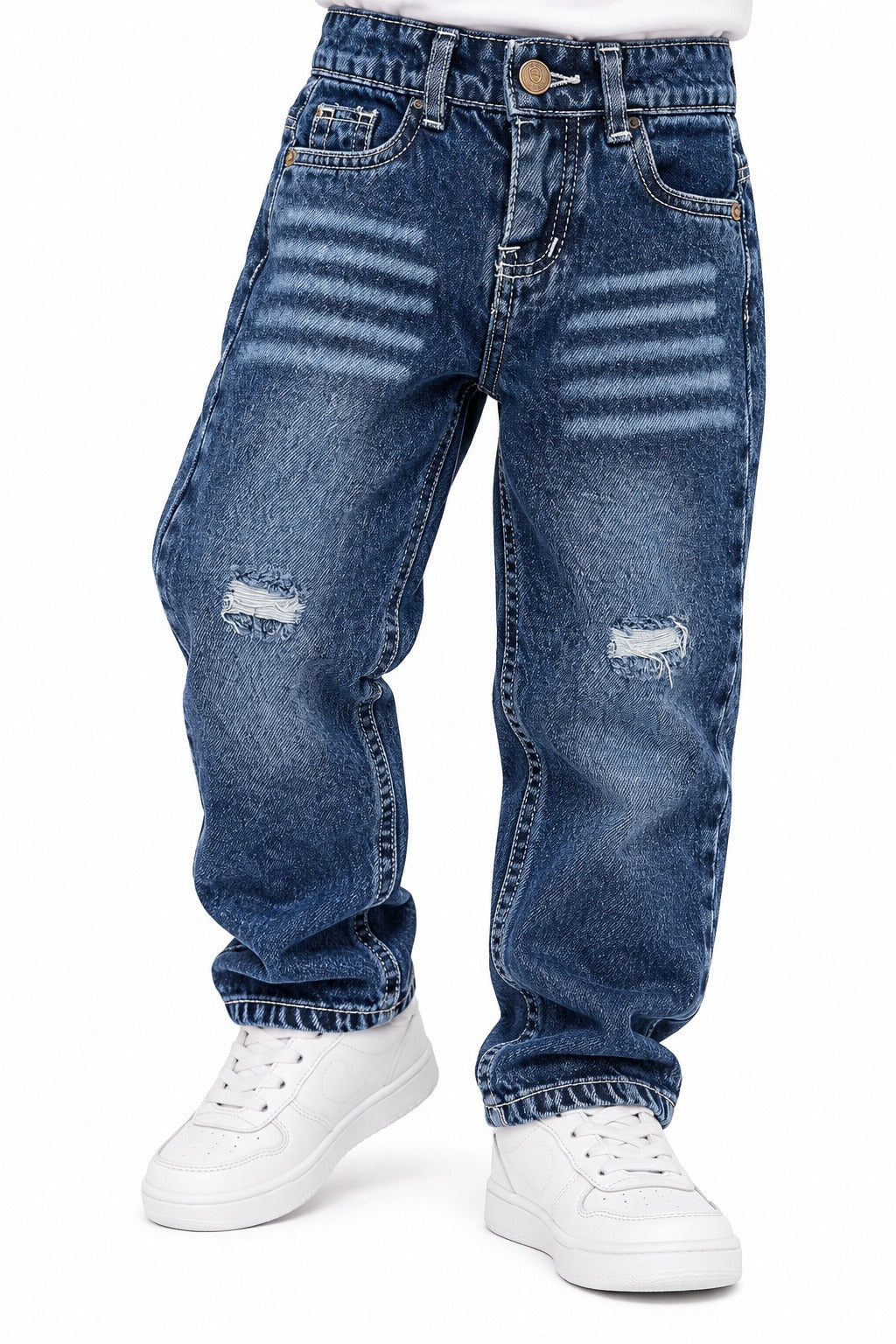 Boys Dark Cut-Out Wide-Leg Jeans