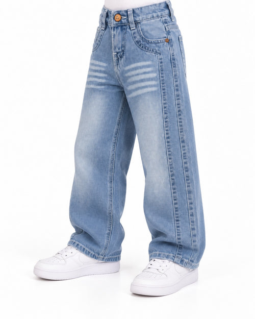 Boys Light Blue Wide-Leg Jeans