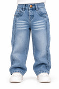 Boys Light Blue Wide-Leg Jeans