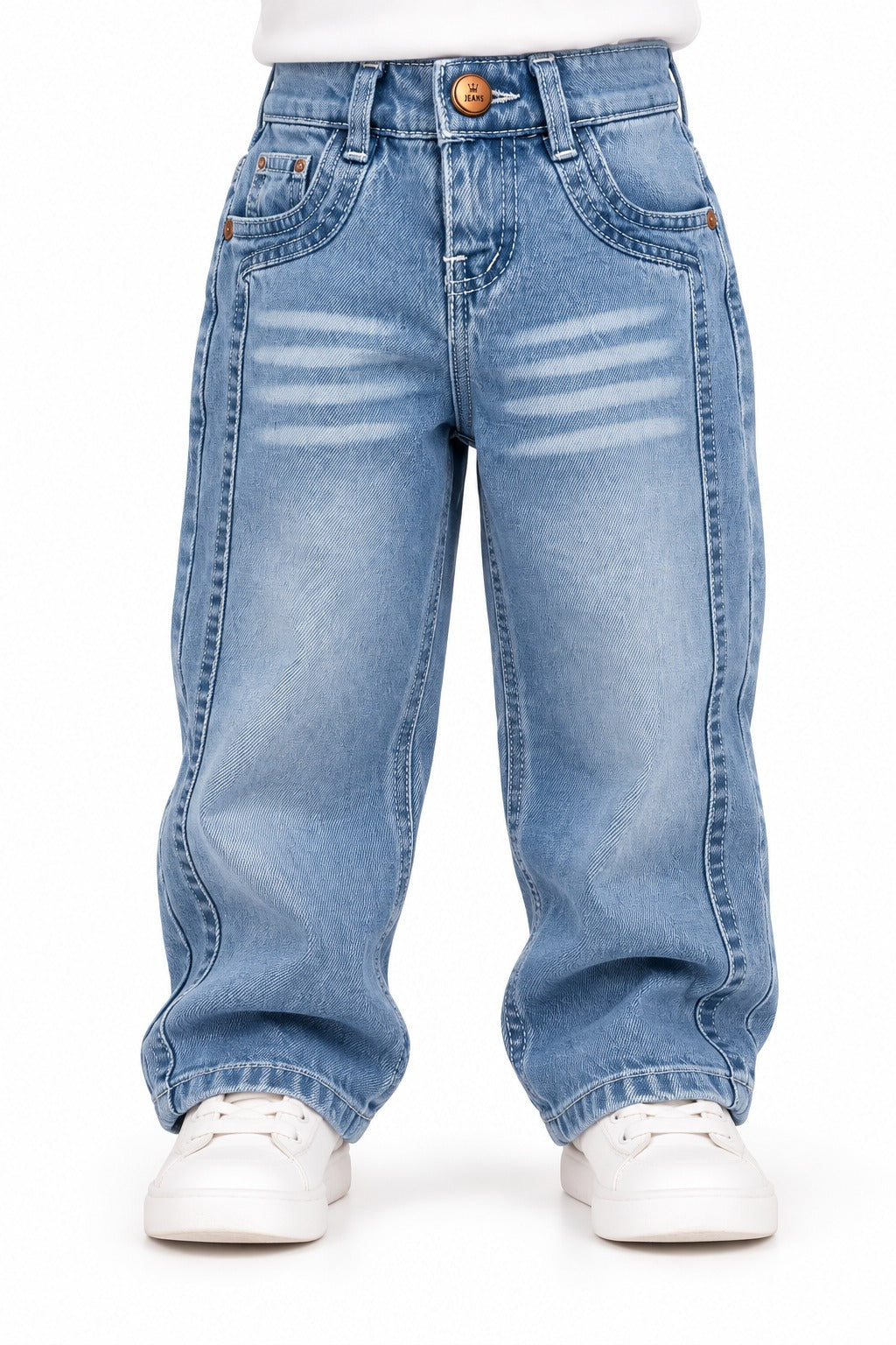 Boys Light Blue Wide-Leg Jeans